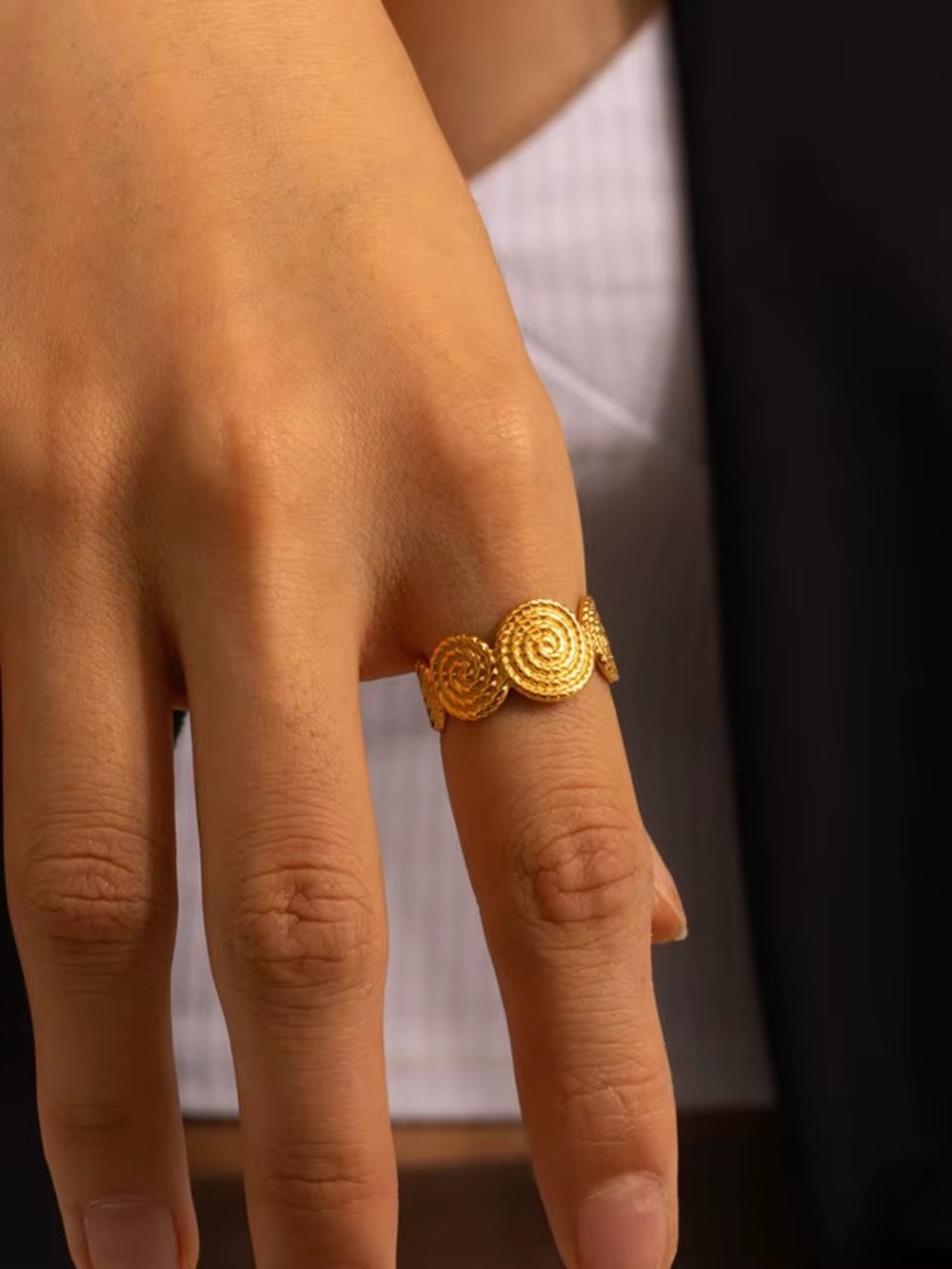 18K Gold Plated Adjustable Spiral Ring
